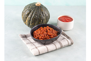 Pumpkin bolognese ragu with soya, a Food & Drink Photo by Lifemorning