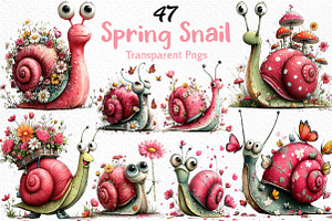 Whimsical Spring Snail Clipart, an Illustration by Craft Nest