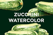 Zucchini watercolor illustrations, a Food Illustration by wedraw (Thumbnail 1 of 4)