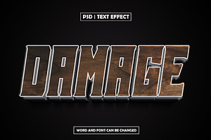 3d wooden damage text effect