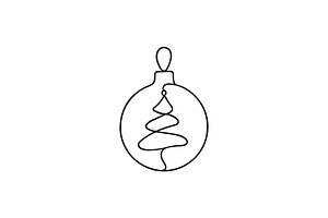 Ornament Christmas Tree Line Art, a Branding & Logo Template by Vectorium Studio