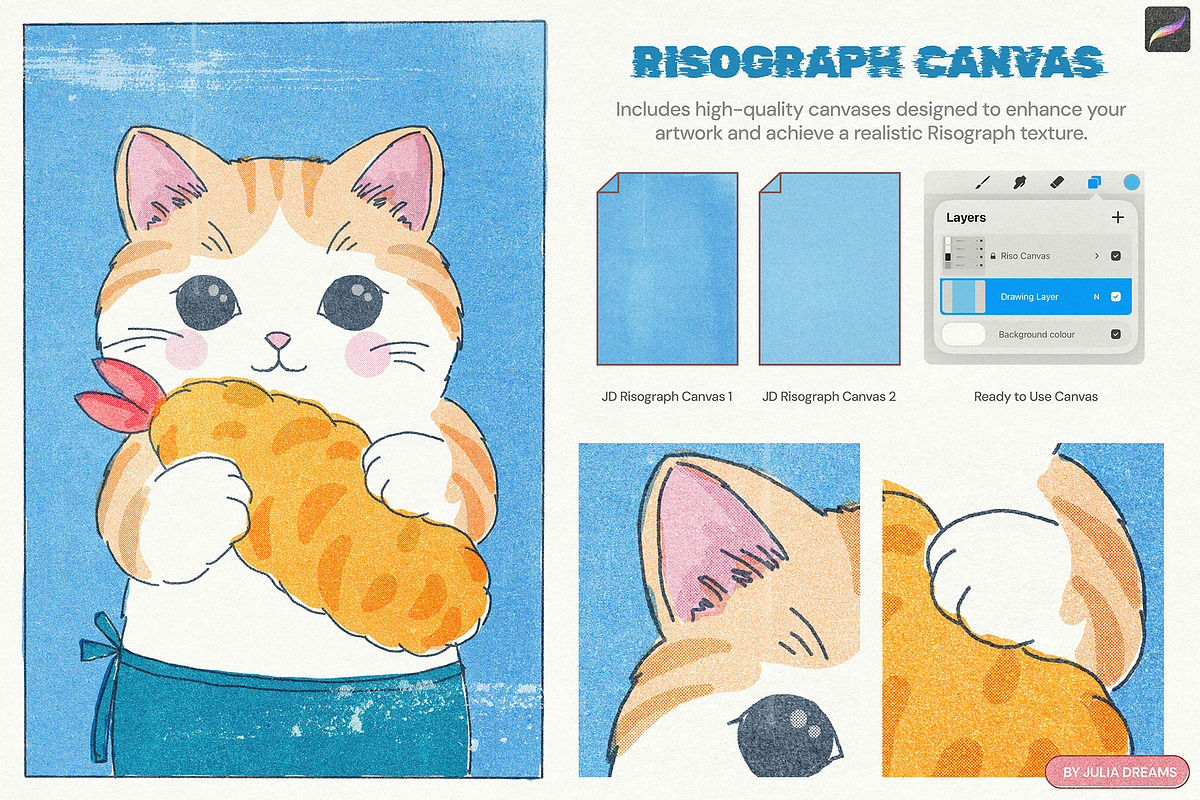 Risograph Studio for Procreate, a Brush Add-On by Julia Dreams (Photo 3 of 9)
