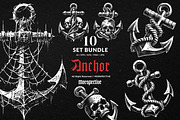 10 Bundle Dark Art Anchor Sea Sail, an Illustration by Morspective (Thumbnail 1 of 7)