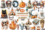 Boho Halloween Clipart, an Illustration by DreamCafeArt (Thumbnail 1 of 7)