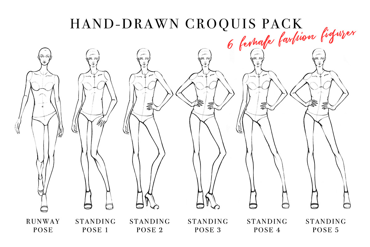 Sale-Hand-Drawn Fashion Croquis Pack, an Illustration by Art by Lin (Photo 1 of 4)