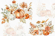 Floral Pumpkin Fall Clipart, a Seasonal Illustration by ClipArtCharm (Thumbnail 2 of 6)