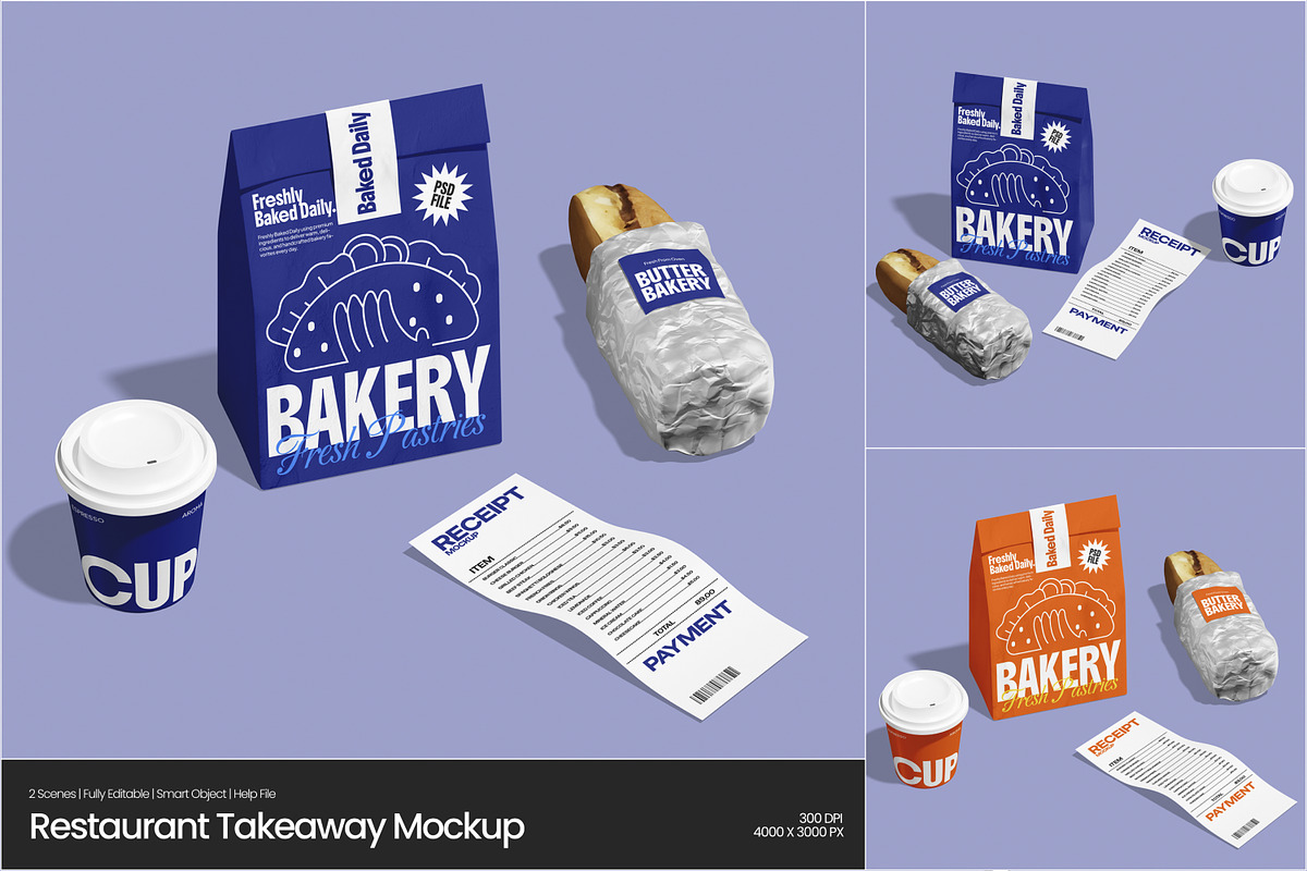 Restaurant Takeaway Mockup, a Packaging Mockup by Permadi Creative (Photo 1 of 5)