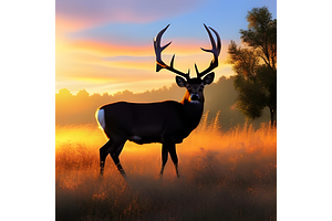 Template art, Deer at Sunrise