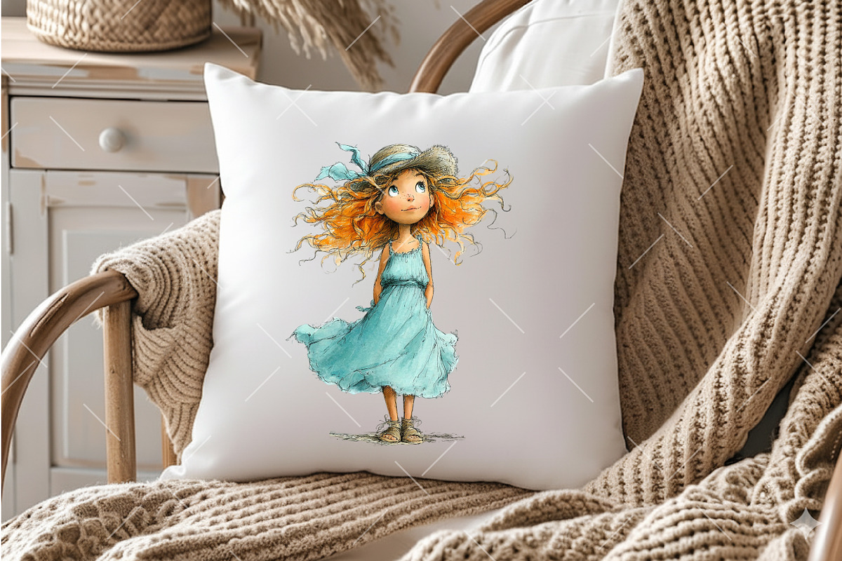 Watercolor Summer Girl Clipart, an Illustration by OK Design (Photo 6 of 6)