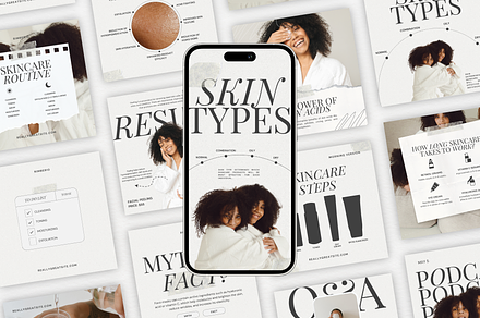Skin Care Beauty Instagram Templates, a Social Media Template by Aesthetic Design Studio