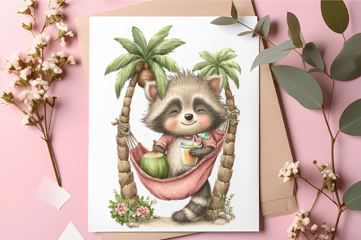 Quirky Raccoon Trash Summer Graphic, an Illustration by RobertsArt (Photo 6 of 6)