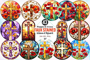 Poppy & Cross Faux Stained Glass PNG, a Seasonal Illustration by Canvas Craft (Thumbnail 2 of 3)