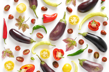 Food collage of fresh vegetables