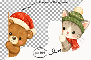 Christmas Peeking Animal Clipart PNG, an Animal Illustration by SugarCloudStudioArt (Thumbnail 2 of 5)