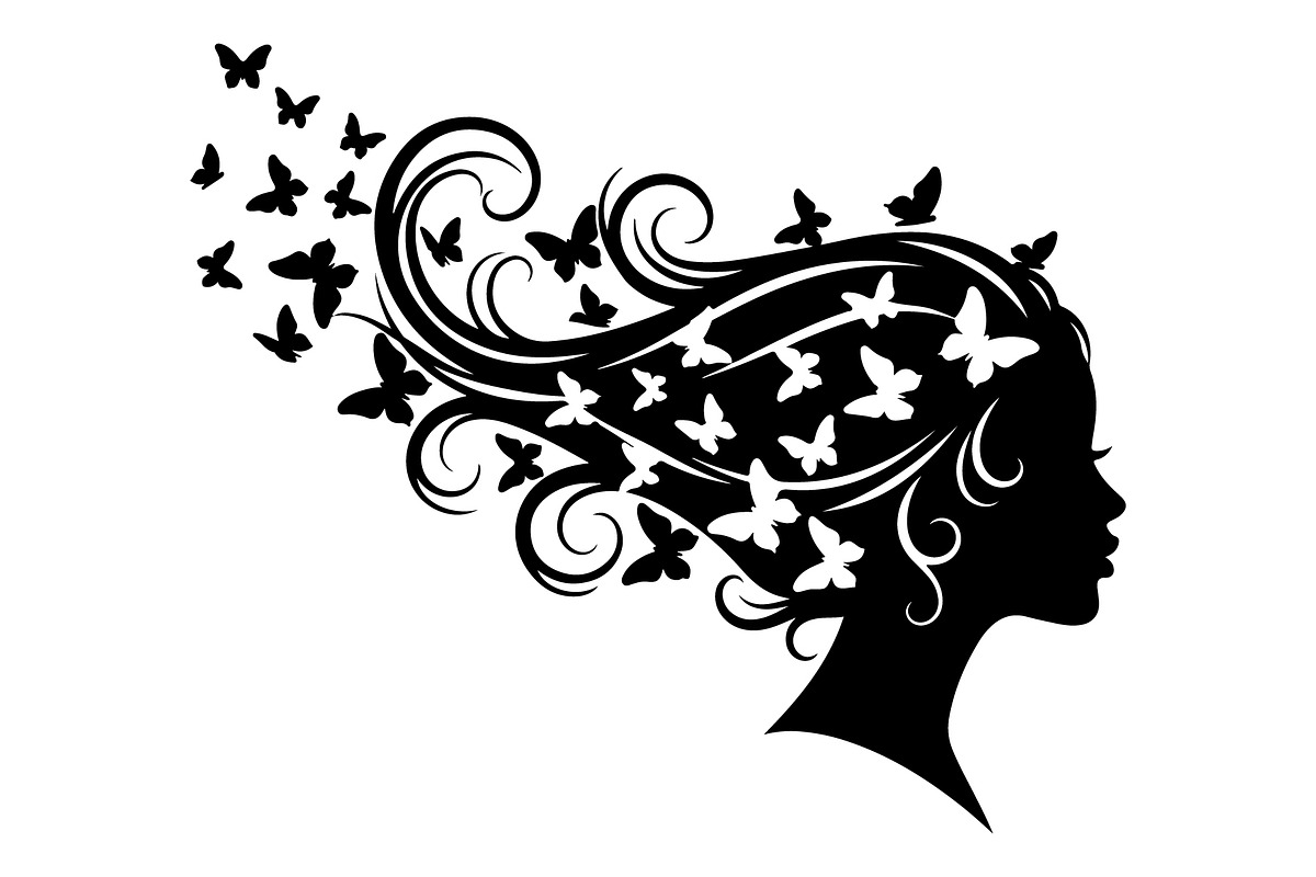 Woman Butterfly Hair Silhouette, an Object Illustration by yasushie (Photo 26 of 31)
