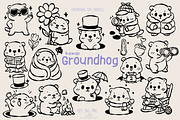 Kawaii Groundhog Day Line art, an Animal Illustration by Blumensdiary (Thumbnail 1 of 5)