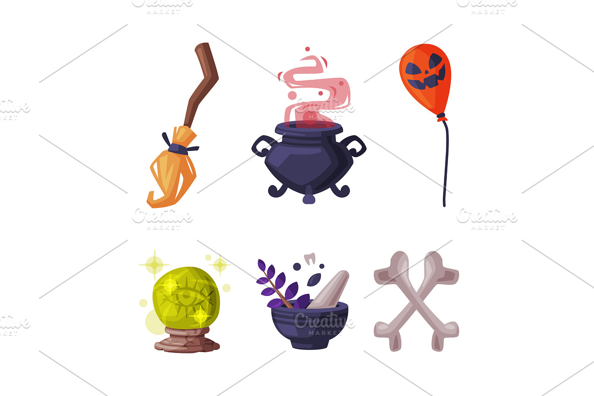 Halloween Holiday Scary Objects and, an Object Illustration by TopVectors