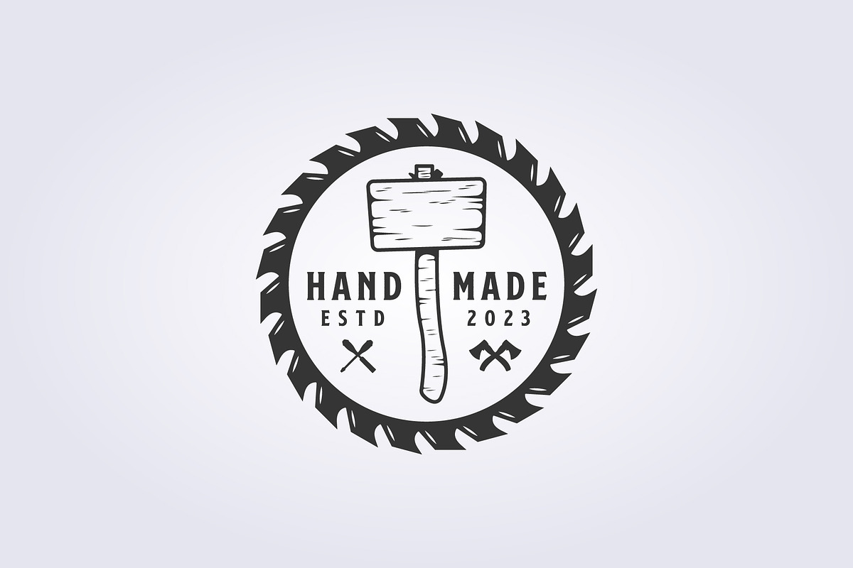mallet and fast saw logo vintage, a Branding & Logo Template by Lodzrov