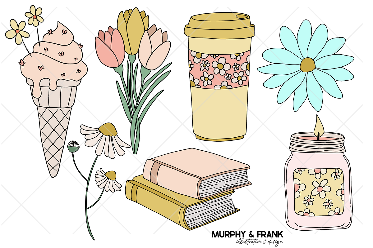 Cute Pastel Spring Doodle Clipart, an Object Graphic by Murphy & Frank (Photo 3 of 8)