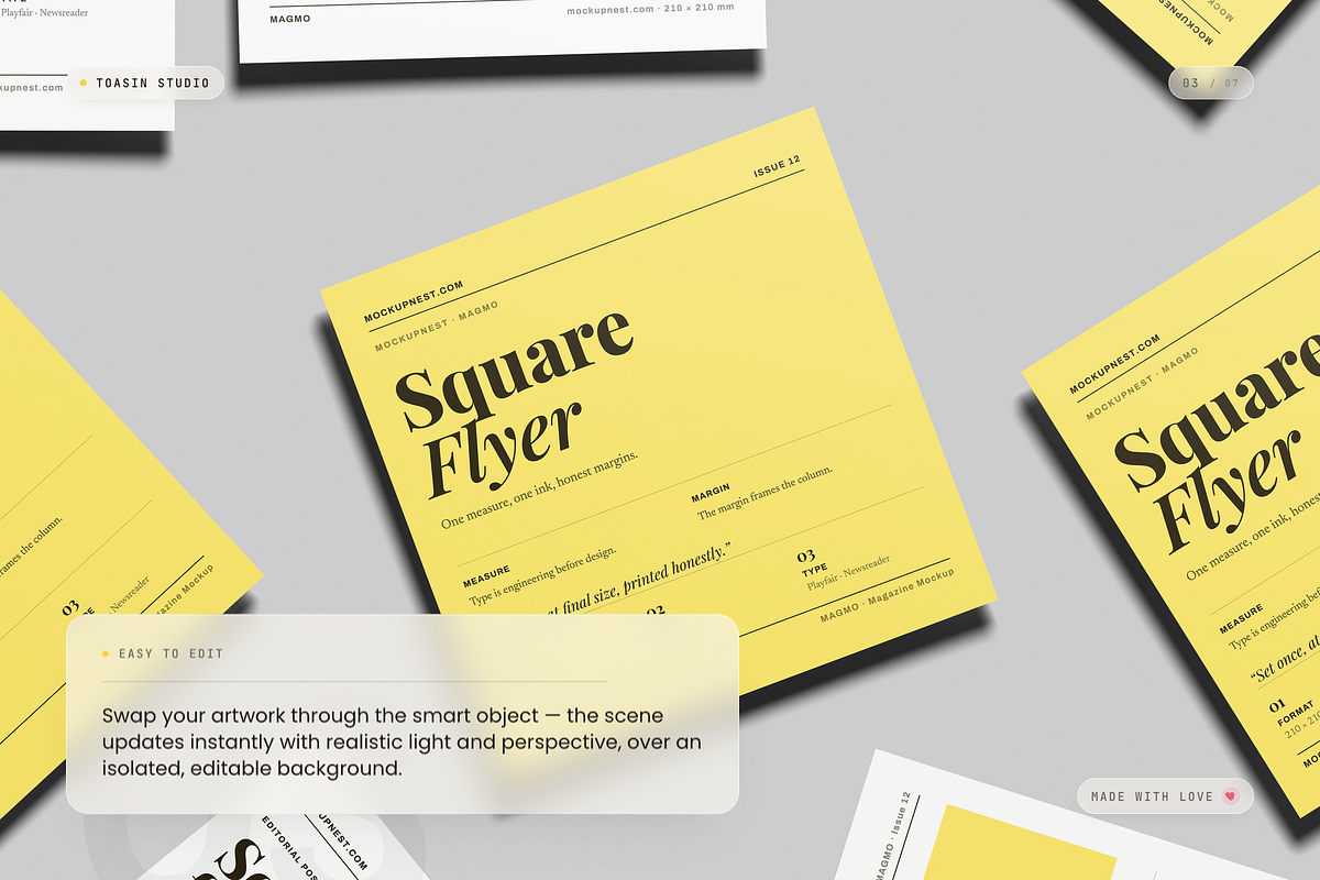 Square Flyer Mockup, an Advertising Mockup by Toasin Studio (Photo 3 of 7)