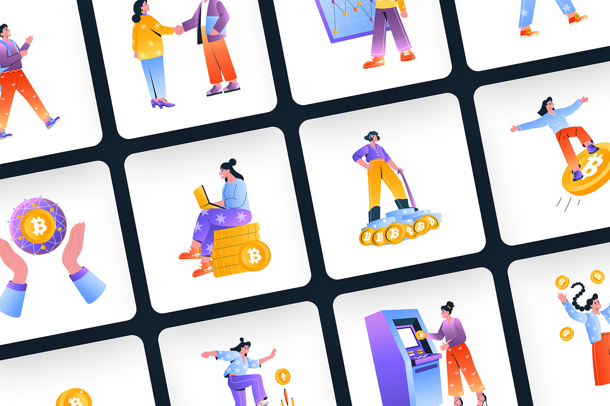 Cryptocurrency Illustrations Art Set, a Finance Illustration by Creative Stall (Photo 6 of 9)