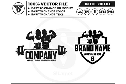man and woman Fitness Gym logo