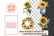 Watercolor Sunflowers Clip Art, a Decorative Illustration by Whimsy & Wishes (Thumbnail 3 of 5)