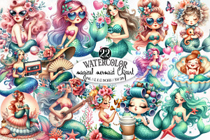 Magical Mermaid Sublimation Bundle, an Illustration by Designking