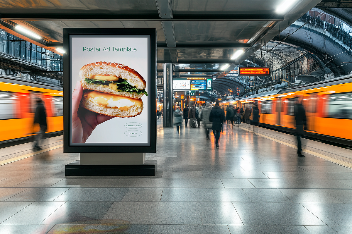 Metro Poster Advertising Template, an Advertising Mockup by The Rose ...