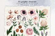 Winter flowers watercolor clipart, a Decorative Illustration by a_ptichkina (Thumbnail 2 of 8)