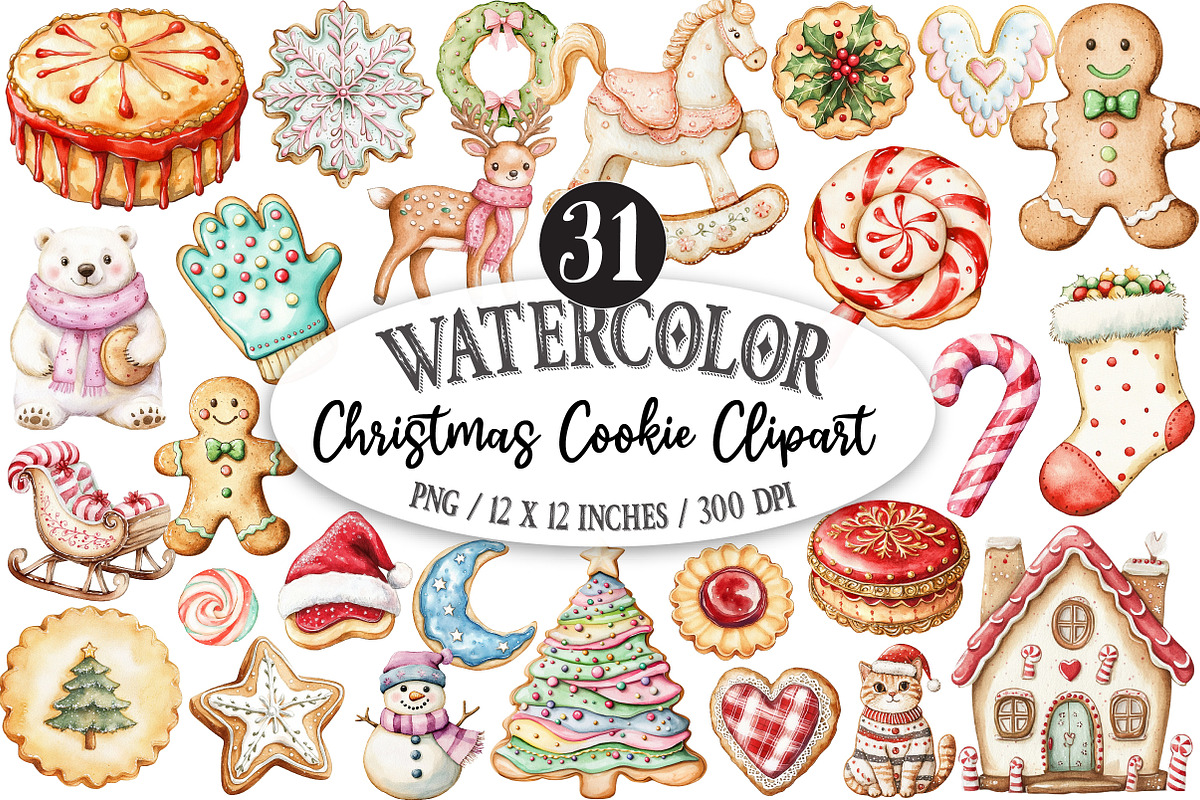 Christmas Cookie Clipart Sublimatio, an Illustration by Designking (Photo 1 of 5)