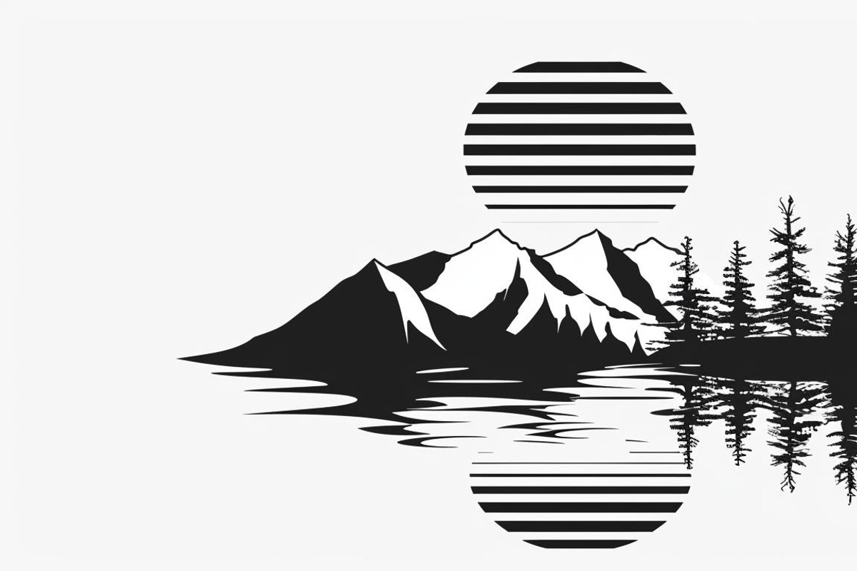 Mountain Tree Silhouette Bundle, a Graphic by hafijul (Photo 4 of 8)