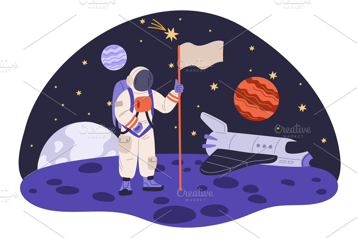 Astronaut explorer in hazmat suit on, an Illustration by Vectorbuum
