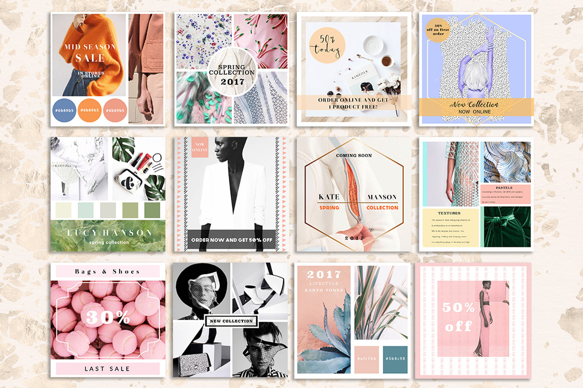 50 Voguish Instagram Pack, a Templates & Theme by IsikChic (Photo 2 of 6)