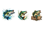 Jumping Bass Fish Clipart, an Illustration by CreationArt (Thumbnail 5 of 5)