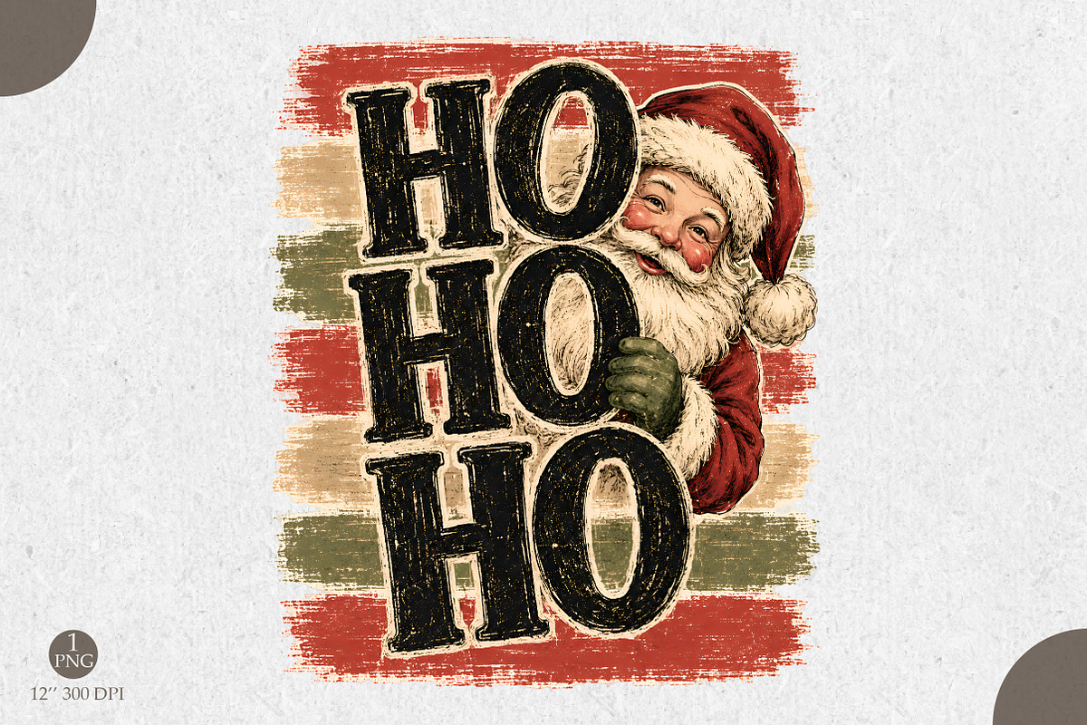 Ho Ho Ho Santa PNG,Vintage Christmas, a Seasonal Illustration by Libby Wishes (Photo 1 of 3)