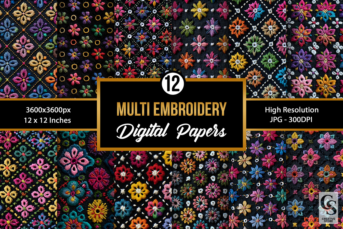 Multicolor Chikankari Embroidery, a Pattern Graphic by Creative Store (Photo 1 of 5)