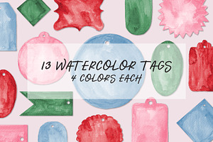 Cute Watercolor Tags Shapes