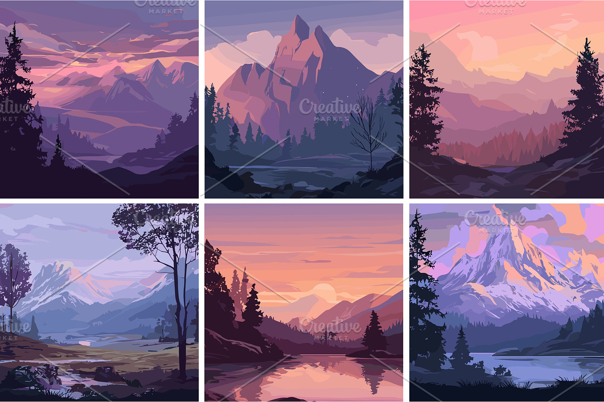 Mountain landscape cartoon vector, an Illustration by Onyx