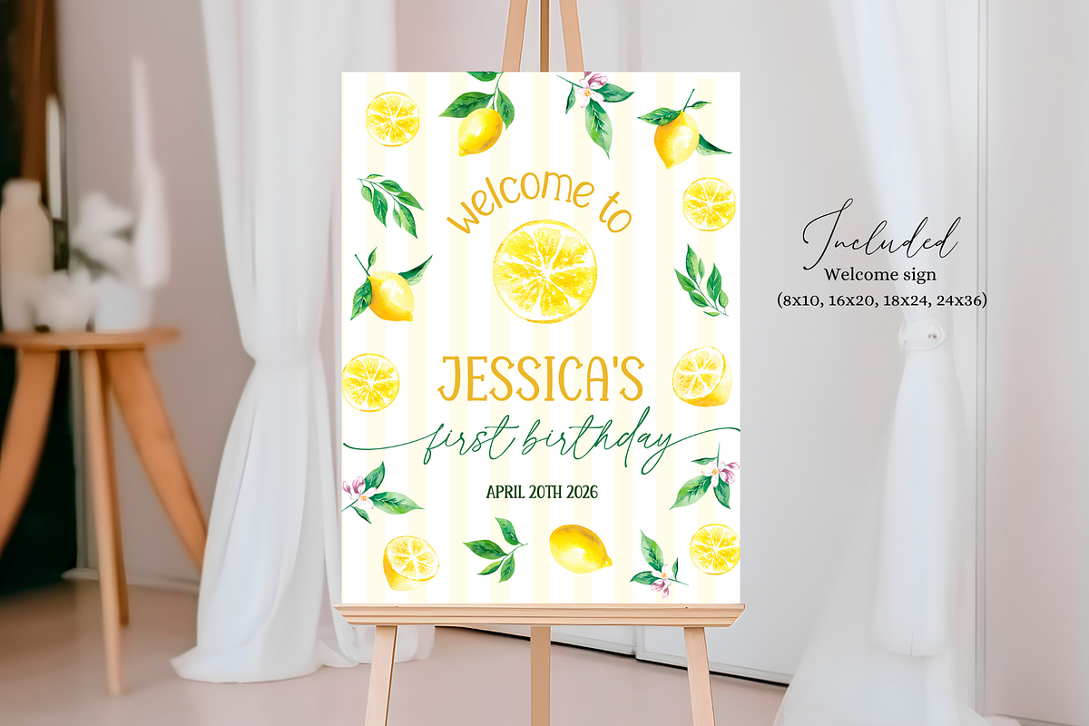 Sweet One Lemon Welcome Sign, a Poster Template by Digital_Mind (Photo 2 of 3)