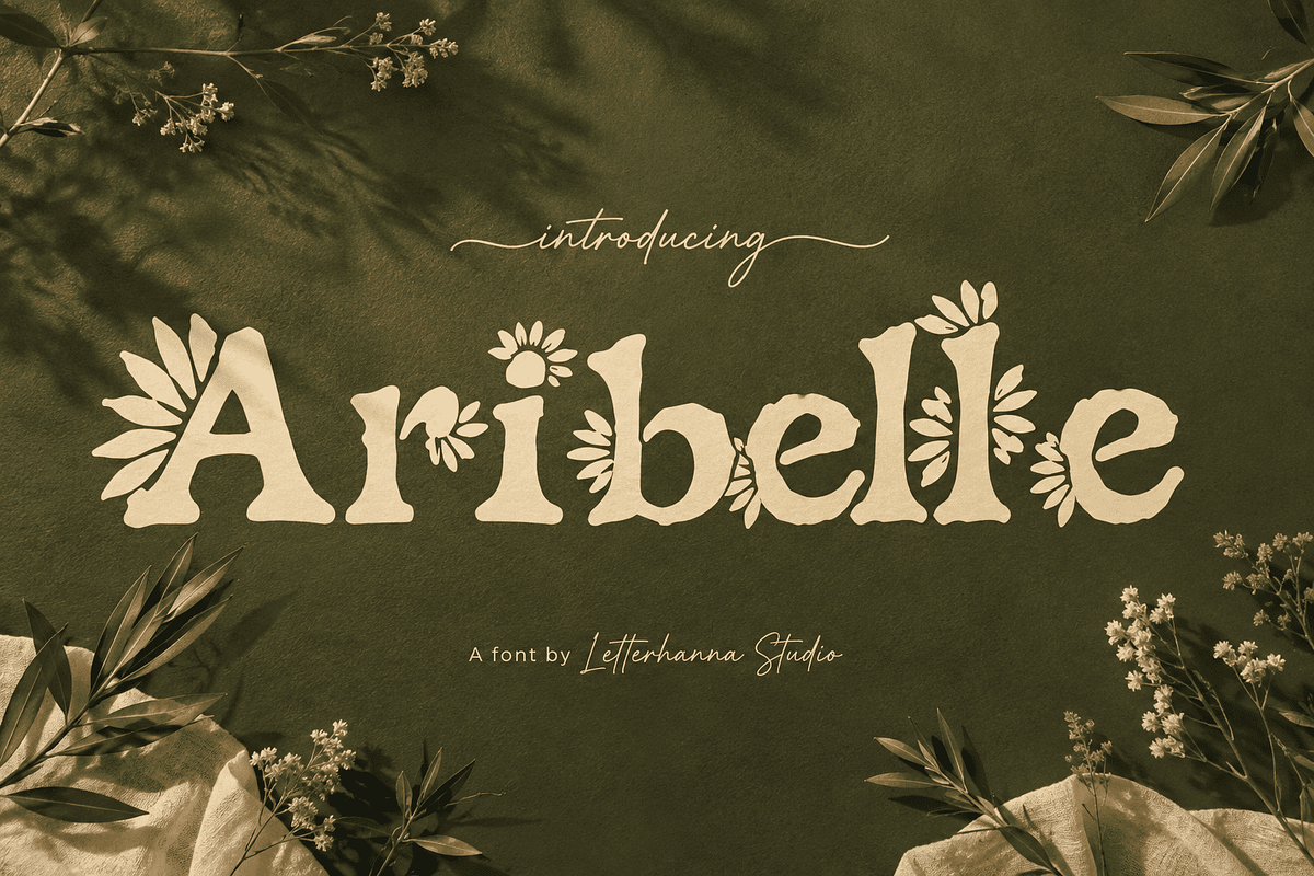 Aribelle Floral Font, a Handwritten Font by Letterhanna Studio (Photo 1 of 9)