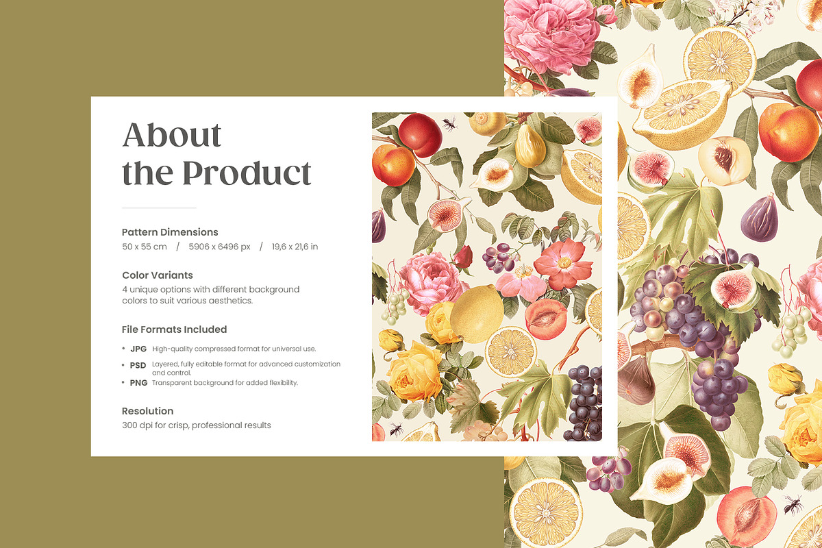 Summer Vintage Fruit Pattern, a Pattern Graphic by Yello_illustration (Photo 2 of 16)