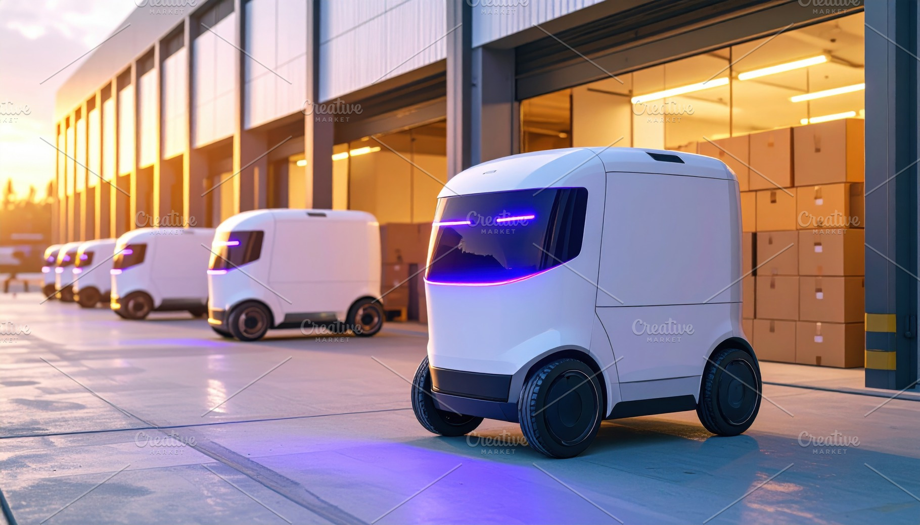 Autonomous delivery robots at logistics hub, an Industrial Photo by Igor Tichonow