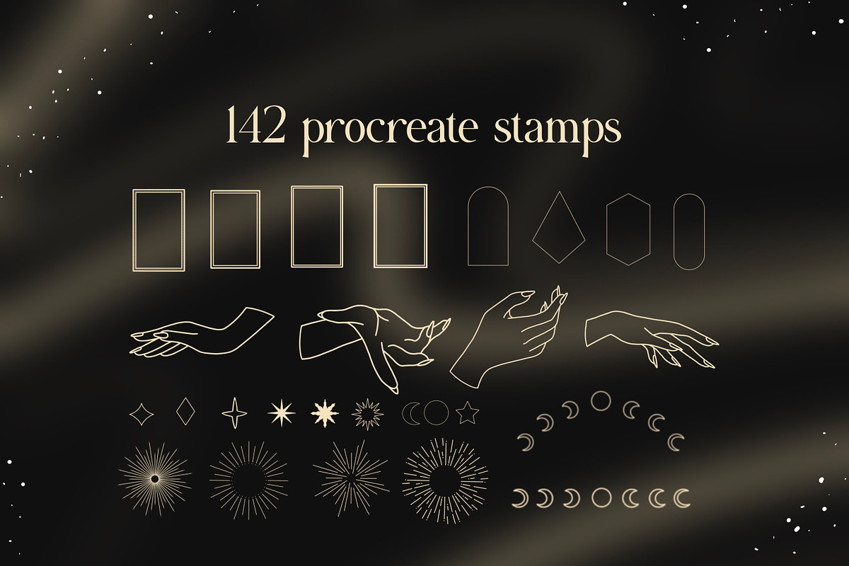 140+ procreate celestial stamps, a Brush Add-On by laura.design (Photo 5 of 8)