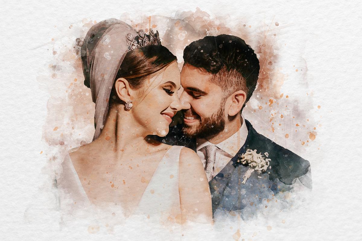 Watercolor Wedding Photo Effect, a Layer Style Add-On by dx_vect (Photo 2 of 3)