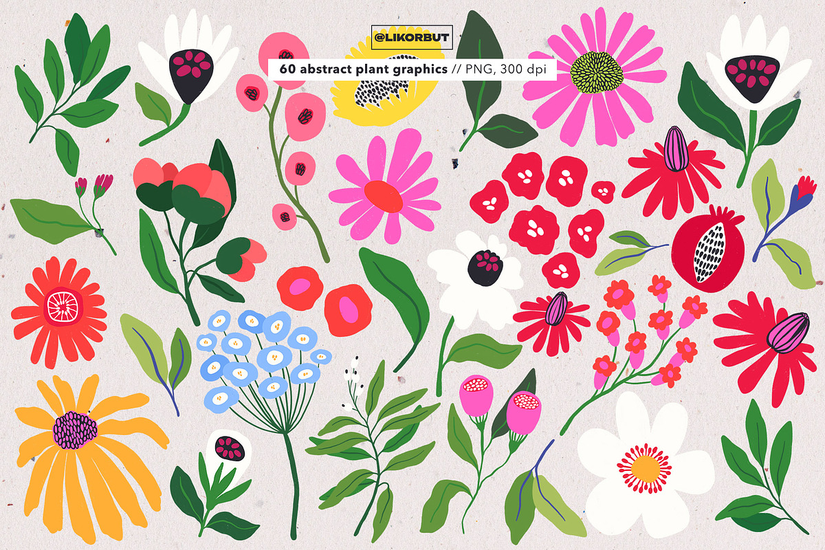 Abstract Modern Floral Graphics, a Decorative Illustration by likorbut (Photo 2 of 10)