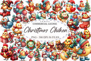 Quirky Christmas Chiken Clipart, an Illustration by designcity5