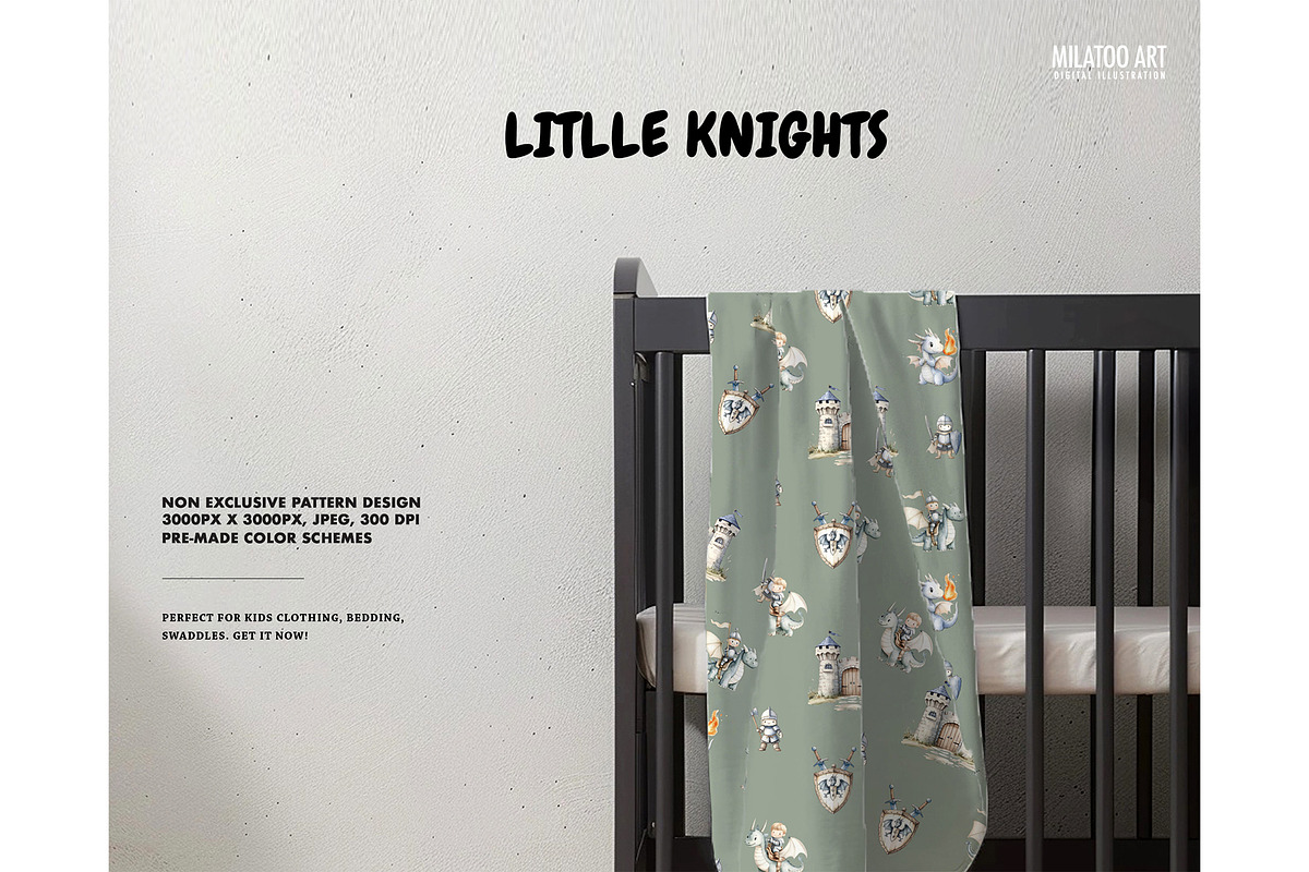 Knights dragons seamless pattern kid, a Pattern Graphic by Milatoo (Photo 5 of 5)
