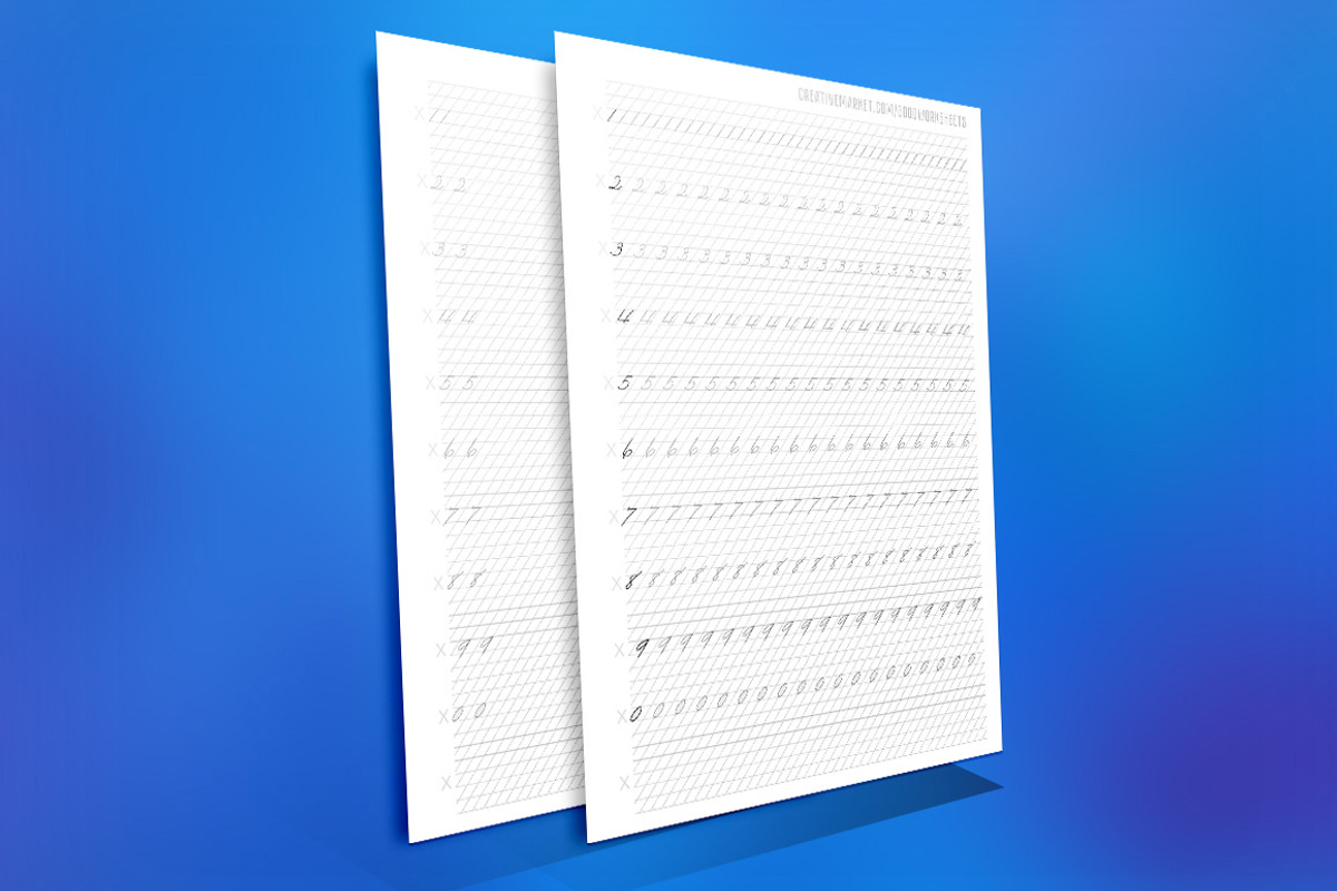 Figures of American cursive, a Stationery Template by Good Worksheets