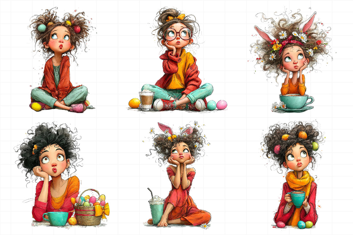 Whimsical Easter Coffee Girl Clipart, an Illustration by Daily.Designs (Photo 6 of 7)